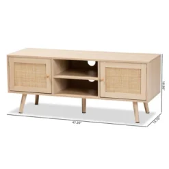 Sebille Wood With Natural Rattan 2 Door TV Stand For TVs Up To 45" Light Brown - Baxton Studio -Homcom Furniture Shop GUEST c064a611 a2e5 4643 b0a7 c85d358b5de9
