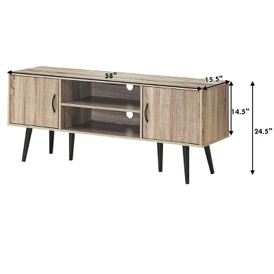 Costway TV Stand Entertainment Center For TV's Up To 65'' W/ Storage Cabinets & Wood Legs 3 Costway TV Stand Entertainment Center For TV's Up To 65'' W/ Storage Cabinets & Wood Legs