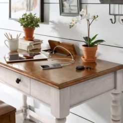 Ivalyn 1 Drawer Desk With Charging Station Antique White - Inspire Q -Homcom Furniture Shop GUEST c267598c c44a 42b7 9bd2 b99372d67c8d