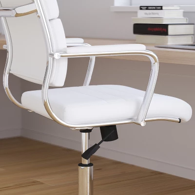 Merrick Lane Ergonomic Swivel Office Chair Panel Style Mid-Back Computer Desk Chair With Padded Metal Arms & Base 11 Merrick Lane Ergonomic Swivel Office Chair Panel Style Mid-Back Computer Desk Chair With Padded Metal Arms & Base - Image 9