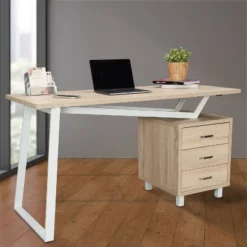 Modern Design Computer Desk With Storage Sand Stone - Techni Mobili