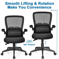 Costway Mesh Office Chair Adjustable Height&Lumbar Support Flip Up Armrest Black -Homcom Furniture Shop GUEST c63cde7d bcb9 4bdc ad16 4b06454003d5
