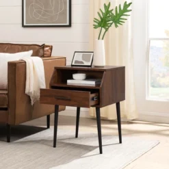 Modern 1 Drawer Angled Side Table - Saracina Home -Homcom Furniture Shop GUEST c89f3526 ba89 470f a5ae 0affe175494b