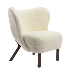 Modern Accent Chair Lambskin Wingback Tufted Side Chair With Solid Wood Legs-ModernLuxe -Homcom Furniture Shop GUEST c9884299 ff05 48ae 923f 65dfa1335d2b