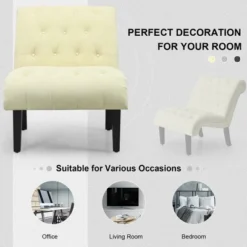 Costway Armless Accent Chair Upholstered Tufted Lounge Chair Wood Leg -Homcom Furniture Shop GUEST c9bf5f35 b606 4443 962a 3e6539b8ce40
