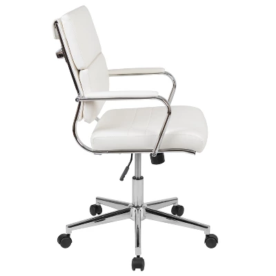 Merrick Lane Ergonomic Swivel Office Chair Panel Style Mid-Back Computer Desk Chair With Padded Metal Arms & Base 6 Merrick Lane Ergonomic Swivel Office Chair Panel Style Mid-Back Computer Desk Chair With Padded Metal Arms & Base - Image 4