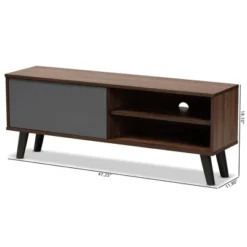 Mallory Two-Tone Wood TV Stand For TVs Up To 50" Gray/Walnut - Baxton Studio -Homcom Furniture Shop GUEST cbb60849 cb84 405d bbad 0a9a231d29fc
