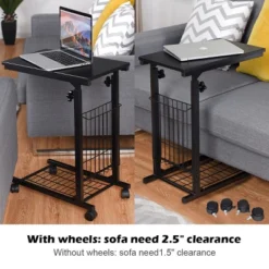 Costway Height Adjustable Sofa Side Table Snack End Slide Under Table Rolling Casters -Homcom Furniture Shop GUEST cbdb82e9 8a35 4759 b865 be992d297860