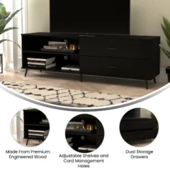 Emma And Oliver Mid-Century Modern TV Stand With Drawers And Shelf -Homcom Furniture Shop GUEST ccc41b1c 892c 4661 b1d0 399e131c38e9