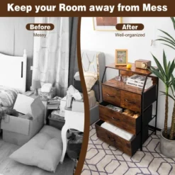 Costway 4 Drawer Dresser Tall Wide Storage Organizer Unit W/ Wooden Top Fabric Bins 16 Costway 4 Drawer Dresser Tall Wide Storage Organizer Unit W/ Wooden Top Fabric Bins -Homcom Furniture Shop GUEST cd473fba 94b7 4a92 9572 a6789a781ef3