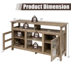 Costway 58'' TV Stand Entertainment Console Center W/ 2 Cabinets Up To 65'' GreyBlackWalnut -Homcom Furniture Shop GUEST cdc46a04 0e74 4780 b418 41144af9d12b