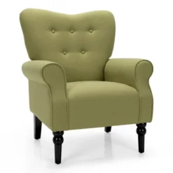 Costway Modern Accent Chair W/ Tufted Backrest & Rubber Wood Legs -Homcom Furniture Shop GUEST ce63a2a0 1e4a 449c b14e f93c9de2afbf