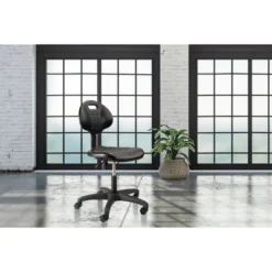 16"-21" Adjustable Height Polyurethane Task Office Chair Black- Hampden Furnishings -Homcom Furniture Shop GUEST ce77391b 7729 4d30 b30f c328f6ea4b14