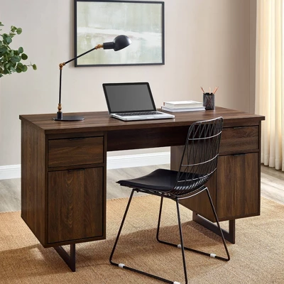 DuPonte Modern Double Sided Pedestal Executive Desk Dark Walnut - Saracina Home 5 DuPonte Modern Double Sided Pedestal Executive Desk Dark Walnut - Saracina Home - Image 3