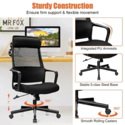 Costway Adjustable Mesh Office Task Chair Heating Lumbar Support Headrest GreyBlack -Homcom Furniture Shop GUEST ceeb0ac3 36c9 4b56 8b58 79a8141ebb24
