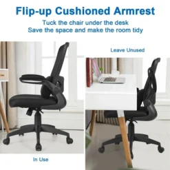 Costway Mesh Office Chair Adjustable Height&Lumbar Support Flip Up Armrest Black -Homcom Furniture Shop GUEST cf88eb94 4389 463b 8c88 c1c5731a55a2
