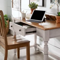 Ivalyn 1 Drawer Desk With Charging Station Antique White - Inspire Q -Homcom Furniture Shop GUEST cf8ca39e 21a3 4e8e 8e31 99d658f413c9