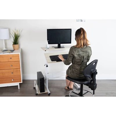 White Rolling Sitting/Standing Desk With Side Storage - Mind Reader 7 White Rolling Sitting/Standing Desk With Side Storage - Mind Reader - Image 5