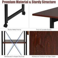 Costway Rolling Computer Desk Folding Writing Office Desk W/ Storage Shelves -Homcom Furniture Shop GUEST d20af193 abc7 4811 bb56 581302a9446f