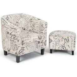 Costway Barrel Modern Accent Tub Upholstered Chair French Print W/ Ottoman 19 Costway Barrel Modern Accent Tub Upholstered Chair French Print W/ Ottoman -Homcom Furniture Shop GUEST d20c3d4d 65c5 45fb 89bd eb55420cb574