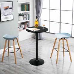 Costway 24" Round Pub Table Bistro Bar Height Cocktail Table W/Metal Base Indoor Black -Homcom Furniture Shop GUEST d2505bd3 3b66 40f6 ab95 67b15b796b9e