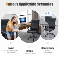 Costway Adjustable Home Office Computer Chair Swivel Rocking Executive Desk Chair With Arms -Homcom Furniture Shop GUEST d29b4230 9214 42ea 993a 226d3cf28d69