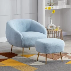 Modern Accent Chair, Teddy Short Plush Particle Velvet Armchair With Ottoman-ModernLuxe 27 Modern Accent Chair, Teddy Short Plush Particle Velvet Armchair With Ottoman-ModernLuxe -Homcom Furniture Shop GUEST d29f0dfc 2c98 4603 9c34 439cac9fb65e