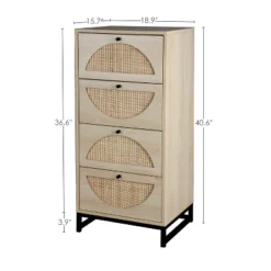 Arina Farmhouse Natural Rattan Vertical 4 Drawers Dresser - Maison Boucle -Homcom Furniture Shop GUEST d2e11ee5 a4b8 4ad9 aae1 47fd897fbedb