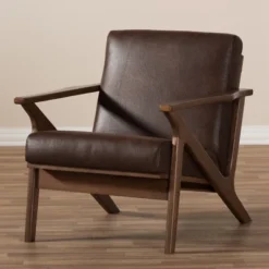 Bianca Mid Century Modern Walnut Wood Distressed Faux Leather Lounge Chair Dark Brown - Baxton Studio -Homcom Furniture Shop GUEST d33031b1 13ae 485f bee1 9dfcf1659427