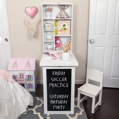 Wall Mount Folding Desk Cabinet With Blackboard White - Danya B. 6 Wall Mount Folding Desk Cabinet With Blackboard White - Danya B. - Image 4