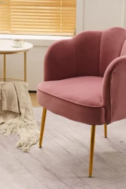 Modern Shell Shape Armchair Accent Chair With Gold Legs-ModernLuxe -Homcom Furniture Shop GUEST d35958aa ed58 42df 9413 98967e7485ff