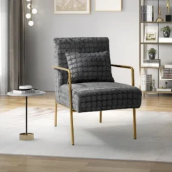 Javier Upholstered Armchair With Metal Legs And Lumbar Pillow For Living Room | ARTFUL LIVING DESIGN -Homcom Furniture Shop GUEST d374f4fd e237 438a 8ea8 b0be4f42508f