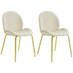 Costway Set Of 2 Velvet Accent Chairs Dining Side Chairs W/Gold Metal Legs Pink/Beige/Green/Grey -Homcom Furniture Shop GUEST d460d592 e587 4bbf 8b8b 6d5d11a92e1c