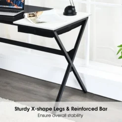 Costway Computer Desk Writing Study Laptop Table W/ Drawer & Storage Bag WalnutBlack -Homcom Furniture Shop GUEST d482074e 5aeb 4c14 ae84 1ddb362269bd