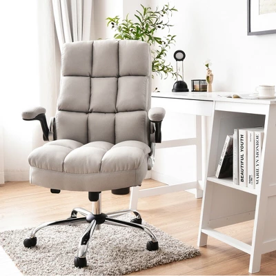 Costway High Back Big & Tall Office Chair Adjustable Swivel W/Flip-up Arm 4 Costway High Back Big & Tall Office Chair Adjustable Swivel W/Flip-up Arm - Image 2