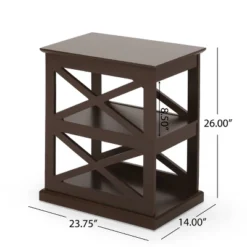 Vernon Contemporary 2 Shelf Side Table Dark Walnut - Christopher Knight Home -Homcom Furniture Shop GUEST d512830e 114d 41f0 9947 75f1d0089e03