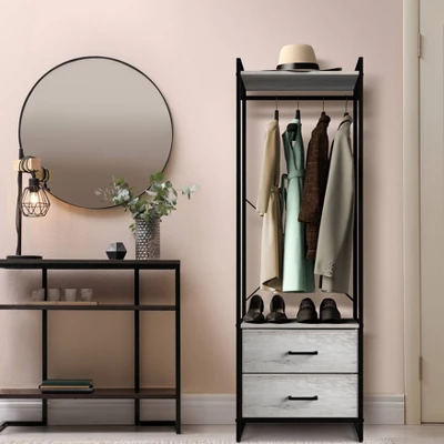 Sorbus Clothing Rack With Drawers Garment Stand Dresser Gray 4 Sorbus Clothing Rack With Drawers Garment Stand Dresser Gray - Image 2