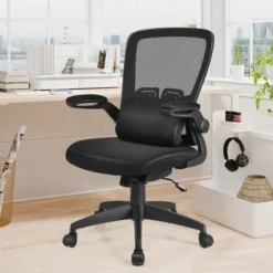 Costway Mesh Office Chair Adjustable Height&Lumbar Support Flip Up Armrest Black -Homcom Furniture Shop GUEST d582883a d52b 43d4 91ad 3b68ca386227