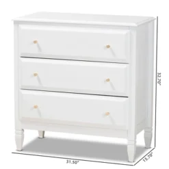 3 Drawer Naomi Wood Bedroom Chest White/Gold - Baxton Studio -Homcom Furniture Shop GUEST d587a951 e502 411f b0a2 a8eee9516077