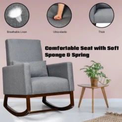 2-in-1 Fabric Upholstered Rocking Chair Nursery Armchair With Pillow Dark Grey -Homcom Furniture Shop GUEST d606ad1f b674 442d 8fc1 dd8a40db01e6