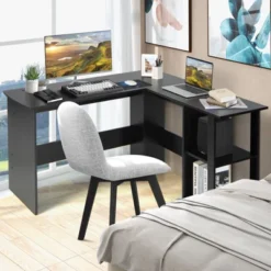 Costway L-Shaped Computer Desk, Corner Desk For Small Space, Home Office Writing Desk Laptop Workstation With 2-Tier Open Shelf -Homcom Furniture Shop GUEST d85a2638 c612 476d 9870 b15b6119e14b