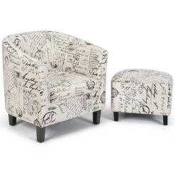 Costway Barrel Modern Accent Tub Upholstered Chair French Print W/ Ottoman 15 Costway Barrel Modern Accent Tub Upholstered Chair French Print W/ Ottoman -Homcom Furniture Shop GUEST d8bb9e86 9502 4733 88b3 c923893c00f1