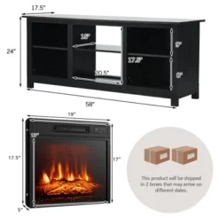 Costway 58'' 2-Tier Fireplace TV Stand W/18'' 1400W Electric Fireplace 65''