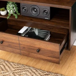Modern Vinyl Record Player Storage TV Stand For TVs Up To 65" Dark Walnut - Saracina Home 19 Modern Vinyl Record Player Storage TV Stand For TVs Up To 65" Dark Walnut - Saracina Home -Homcom Furniture Shop GUEST da3c3527 13f3 4543 9538 6f78de8aa248