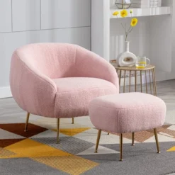 Modern Accent Chair, Teddy Short Plush Particle Velvet Armchair With Ottoman-ModernLuxe 24 Modern Accent Chair, Teddy Short Plush Particle Velvet Armchair With Ottoman-ModernLuxe -Homcom Furniture Shop GUEST dac1759a 42fe 4462 ba7f d276729673a2