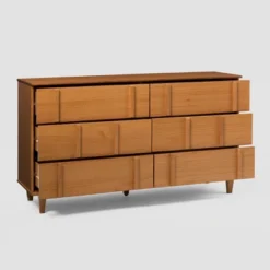 Modern Vertical Accent Solid Wood 6 Drawer Double Dresser - Saracina Home -Homcom Furniture Shop GUEST dad44077 d13a 4df5 9c02 138c7fbc4767