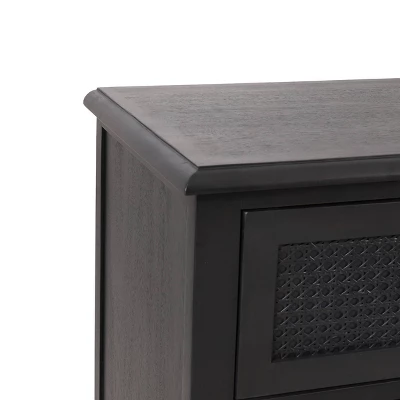 Newell Rustic Acacia Wood And Cane 3 Drawer Dresser Dark Gray - Christopher Knight Home 8 Newell Rustic Acacia Wood And Cane 3 Drawer Dresser Dark Gray - Christopher Knight Home - Image 6