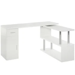 HOMCOM L-Shaped Rotating Computer Desk Home Office Study Workstation With Storage Shelves, Cabinet And Drawer For Home & Office -Homcom Furniture Shop GUEST dbd04d6f 9f33 4fdf bcaf aa255736b87c