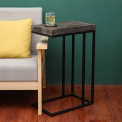 Breeze Casual C Shaped End Table Metal Frame Rustic Brown - Proman Products -Homcom Furniture Shop GUEST dbd96f2d 7242 4405 9a75 bc62c6abe511