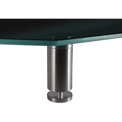 Monoprice Large Multimedia Desktop Stand - Black Glass (30.8 X 11in) Stand & Riser, Desktop TV Stand, Dual Monitors W/ Height Adjustable Legs 5 Monoprice Large Multimedia Desktop Stand - Black Glass (30.8 X 11in) Stand & Riser, Desktop TV Stand, Dual Monitors W/ Height Adjustable Legs - Image 3